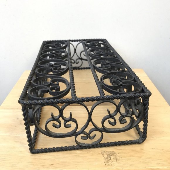 Cast Iron Ornate Rustic Primitive Tissue Box Napkin Holder Cover Farmhouse Decor - Picture 3 of 11
